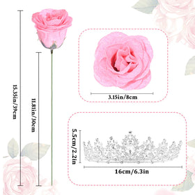Waipfaru Glitter Roses Bouquet with crown and butterflies adds whimsy and décor