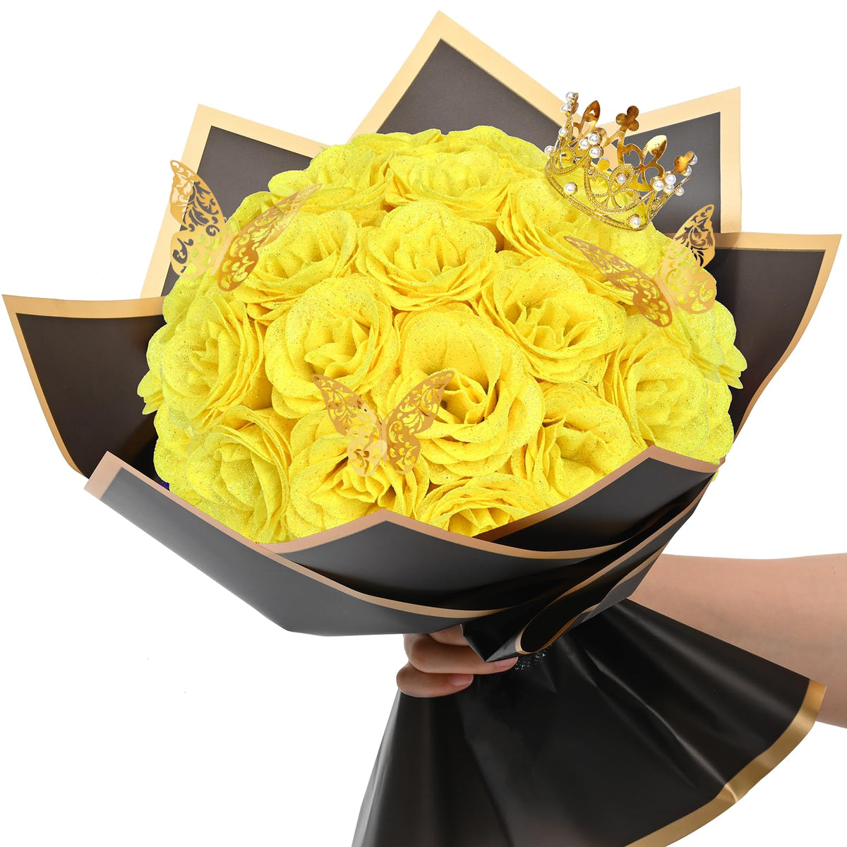 Waipfaru glitter roses bouquet kit packaging for a delightful DIY gift