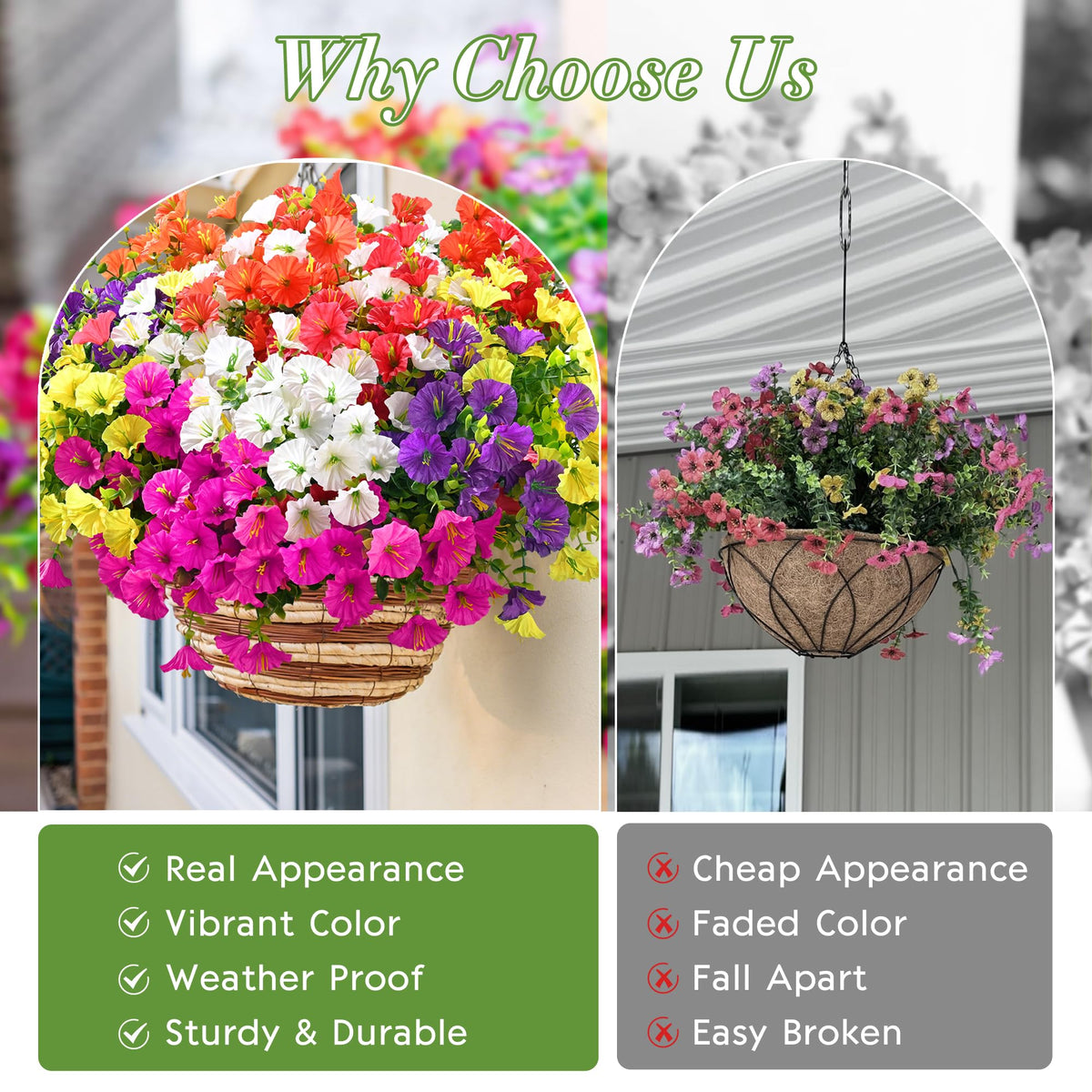 Waipfaru hanging outdoor flowers brighten porches with everlasting blooms.