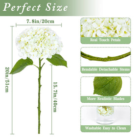 Waipfaru real-touch hydrangea bloom, 7.8 inches, ideal for table centerpieces.