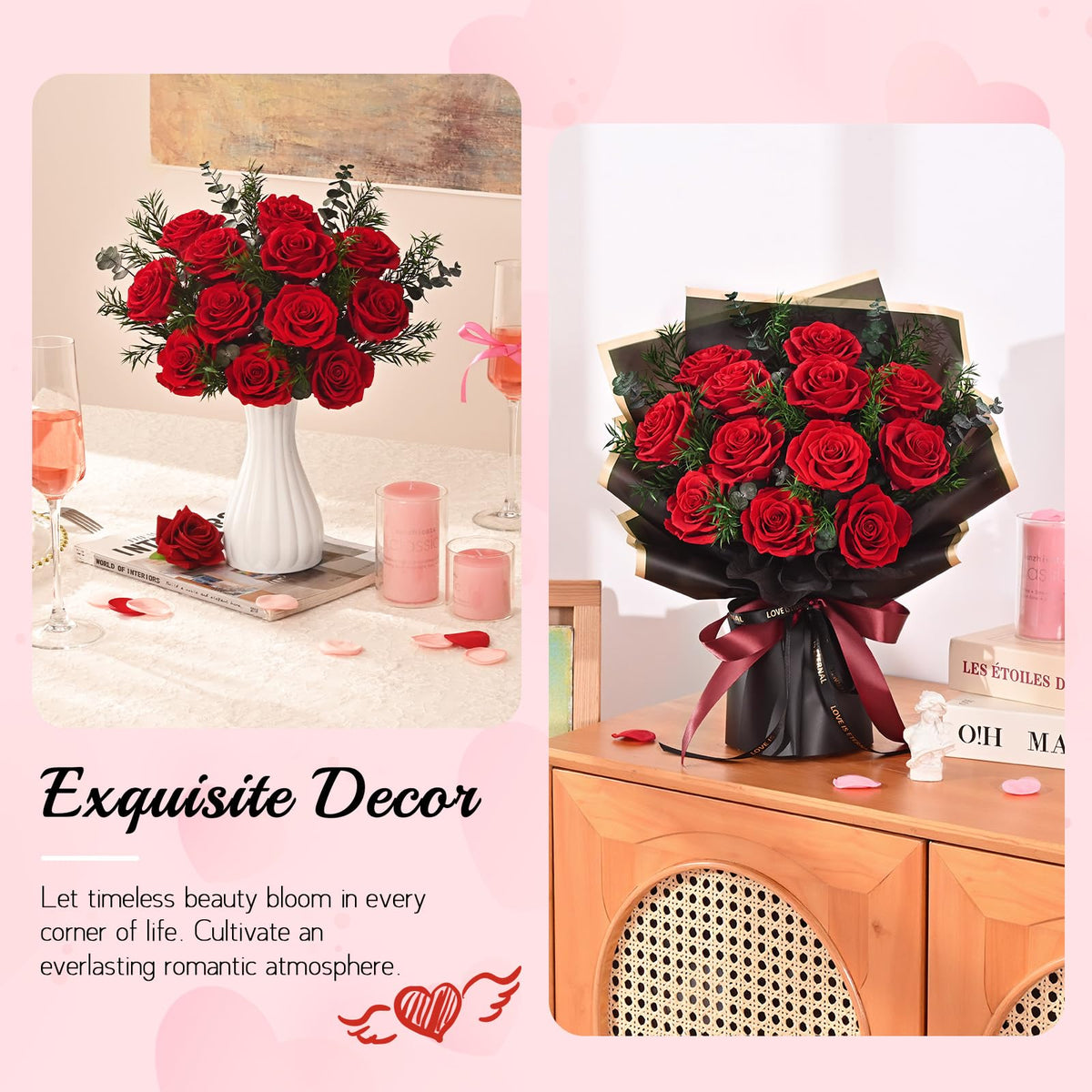 Waipfaru preserved rose decor adds timeless elegance