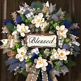 Waipfaru magnolia wreath with eucalyptus for a welcoming front door