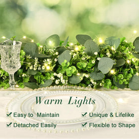 Waipfaru mixed eucalyptus and boxwood garland for lush table decor