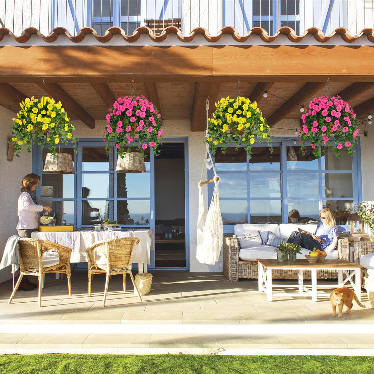 Waipfaru outdoor decor on patio display for seasonal color