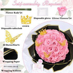 Waipfaru pink glitter roses centerpiece for elegant celebrations.