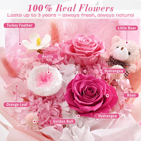 Waipfaru preserved flowers box, ready decor without water.