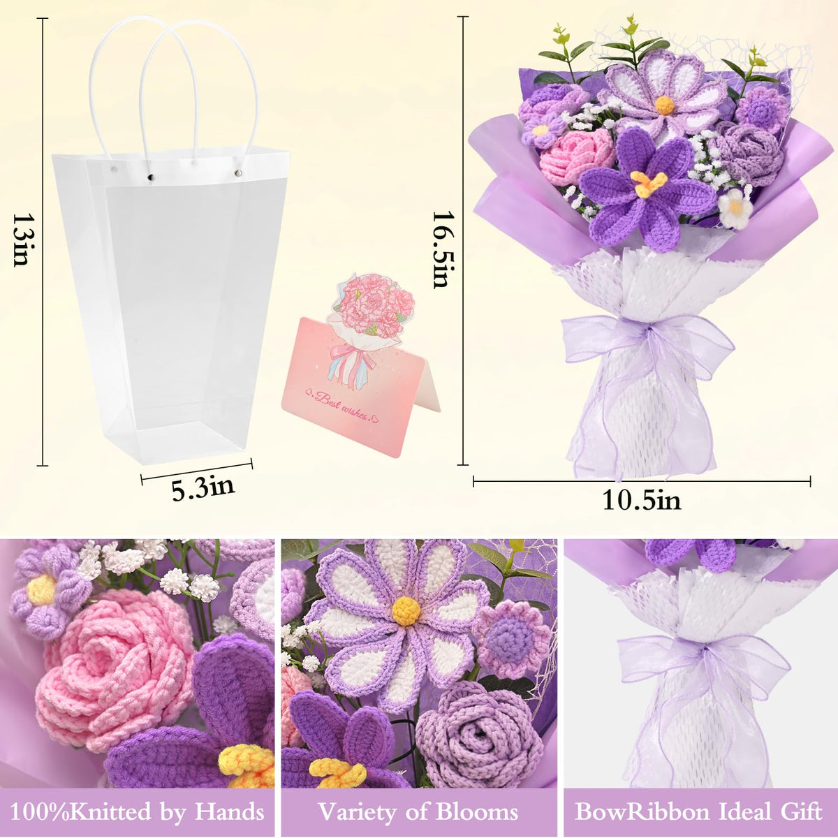 Waipfaru purple crochet roses close-up, intricate stitching for a lasting keepsake.
