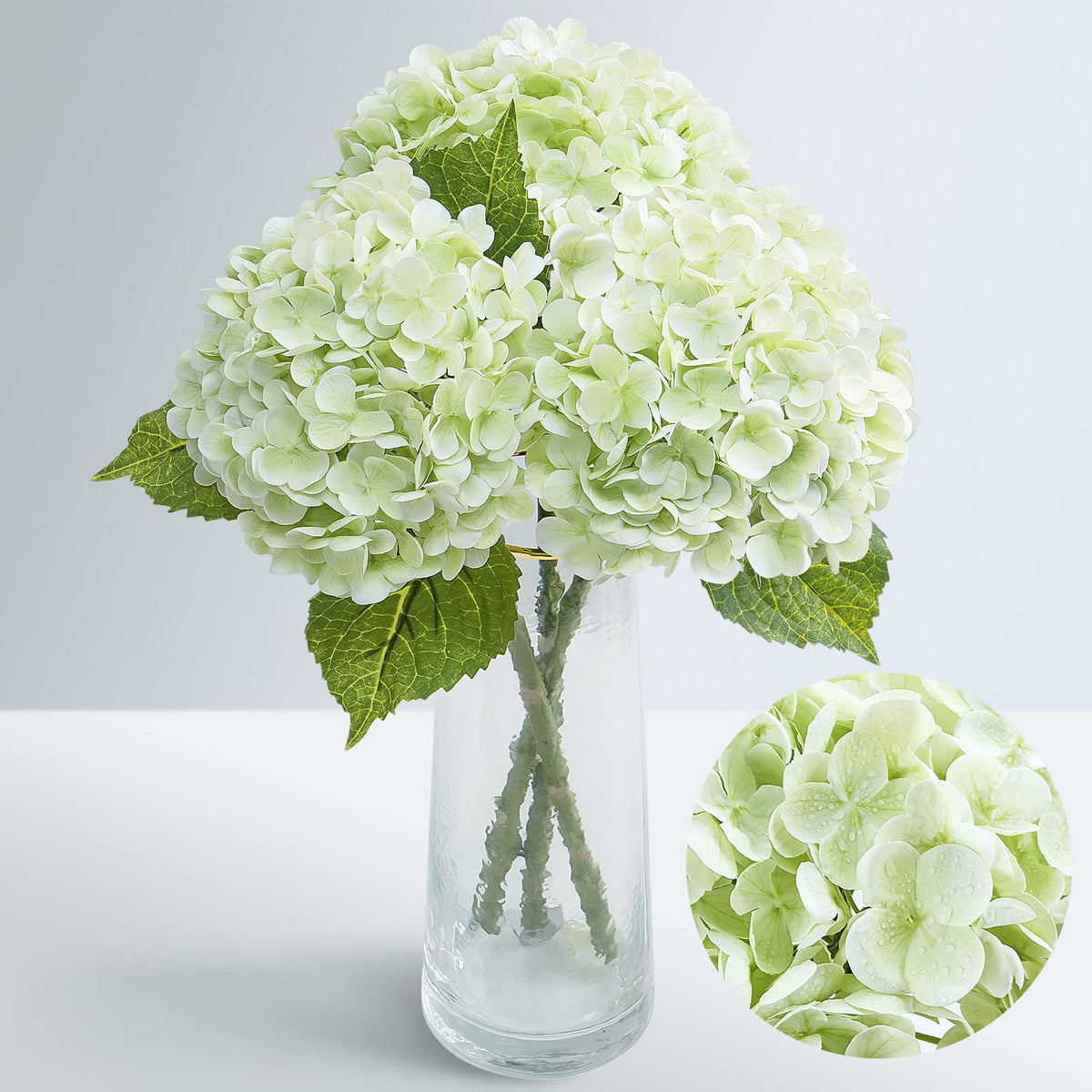 Waipfaru Real Touch Hydrangea 21-inch bouquet with lifelike petals for home decor.