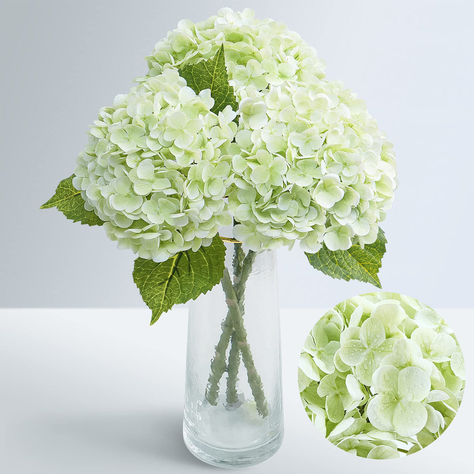 Waipfaru Real Touch Hydrangea 21-inch bouquet with lifelike petals for home decor.
