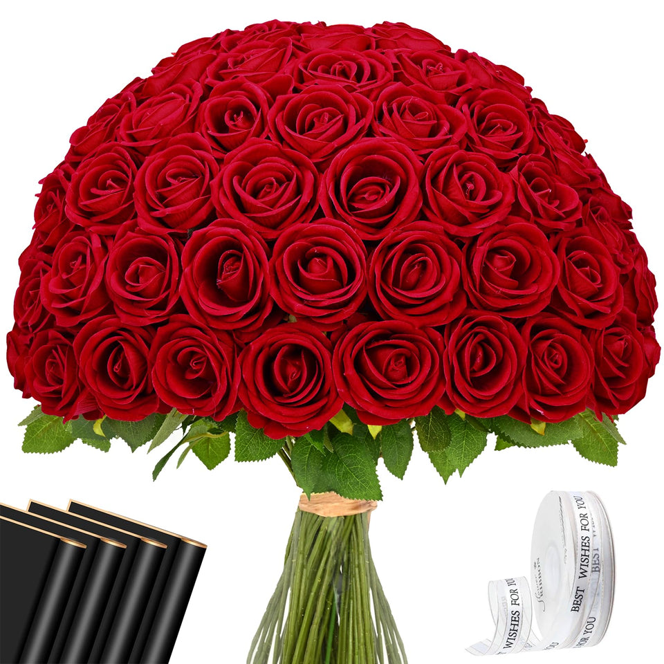 Waipfaru red roses 50pcs bulk for elegant, lasting home decor