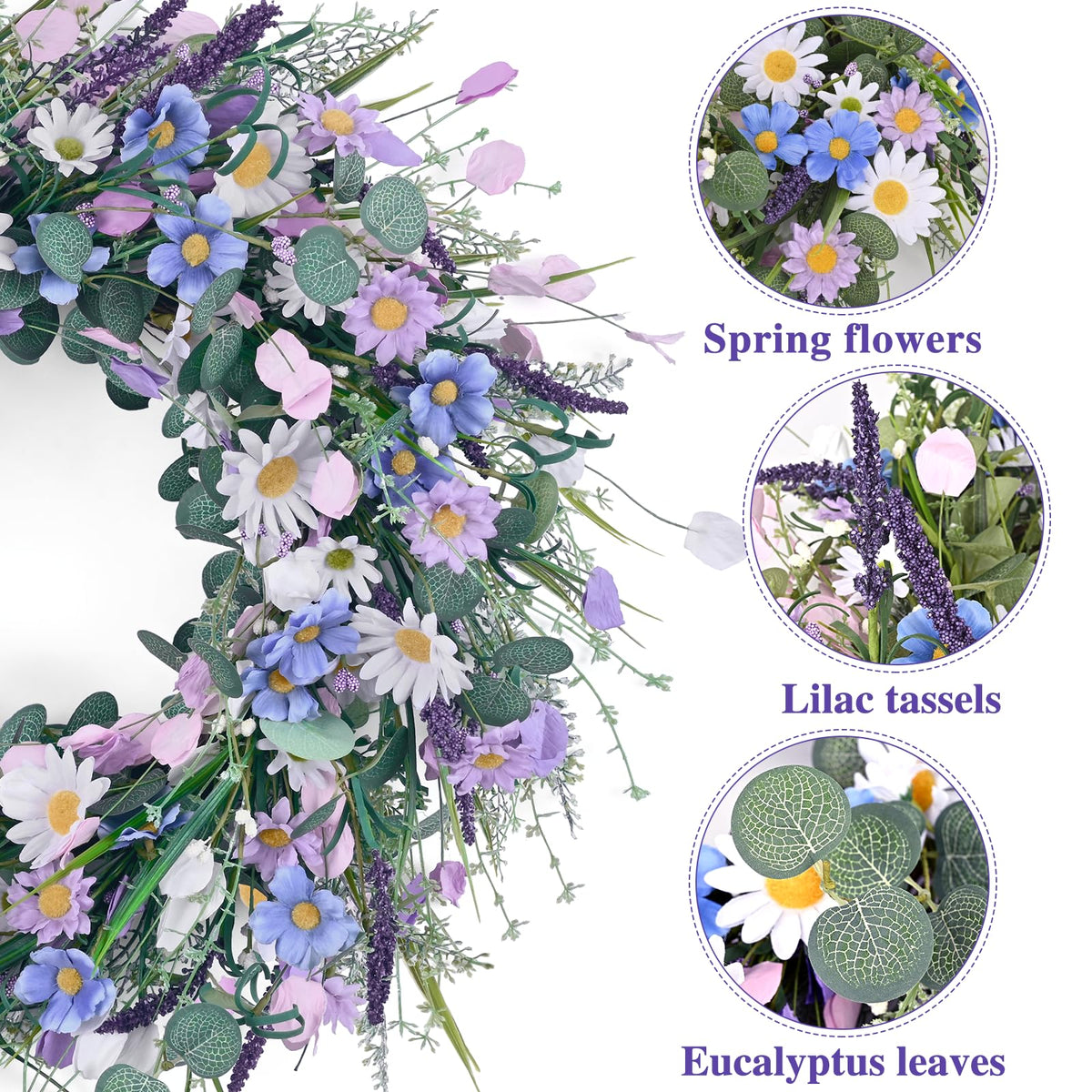 Waipfaru spring daisy wreath mounted on indoor wall brightens space