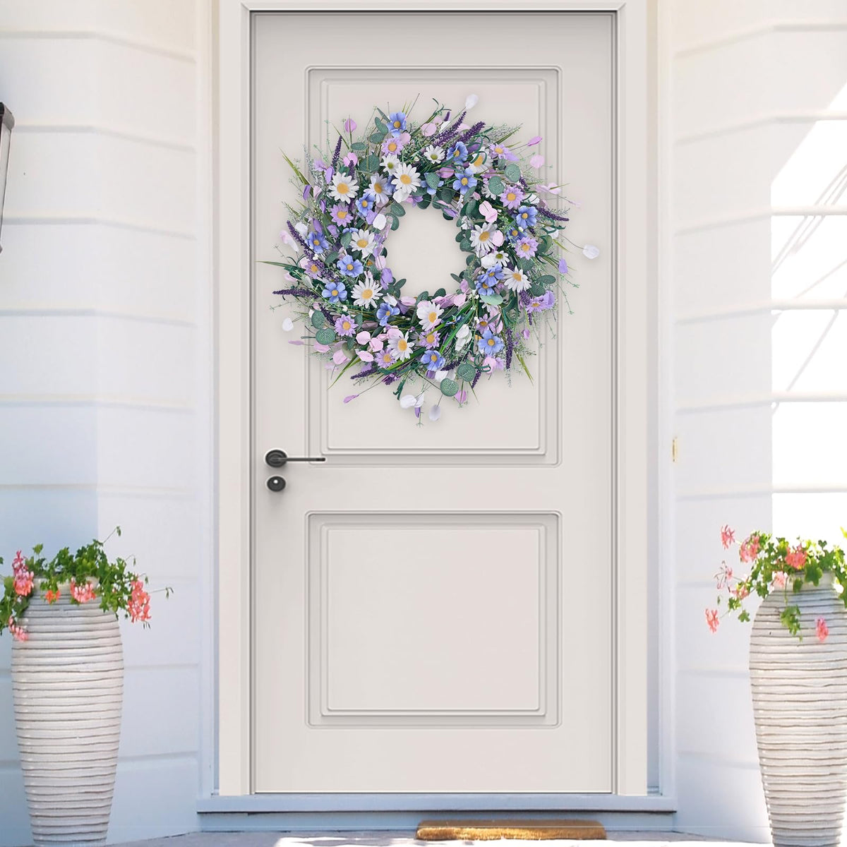 Waipfaru spring daisy wreath window display brightening spaces