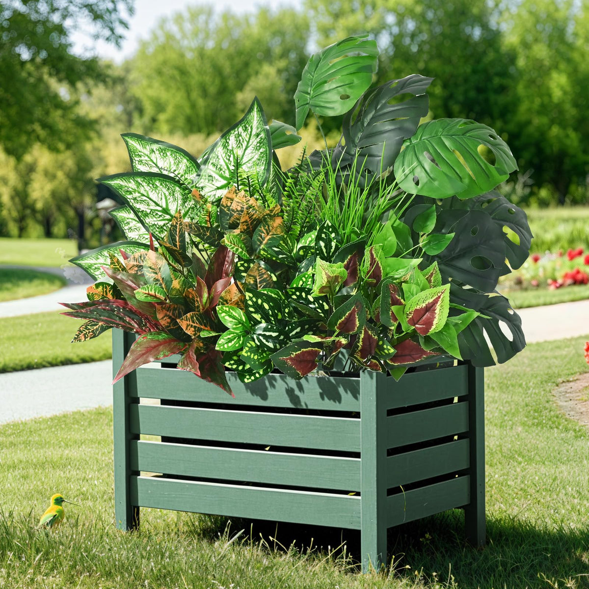 Waipfaru spring grass artificial plants for vibrant garden edges.