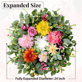 Waipfaru wreath detail of flowers and foliage for visual richness