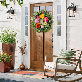 Waipfaru wreath showing eucalyptus leaves for greenery and fresh vibe