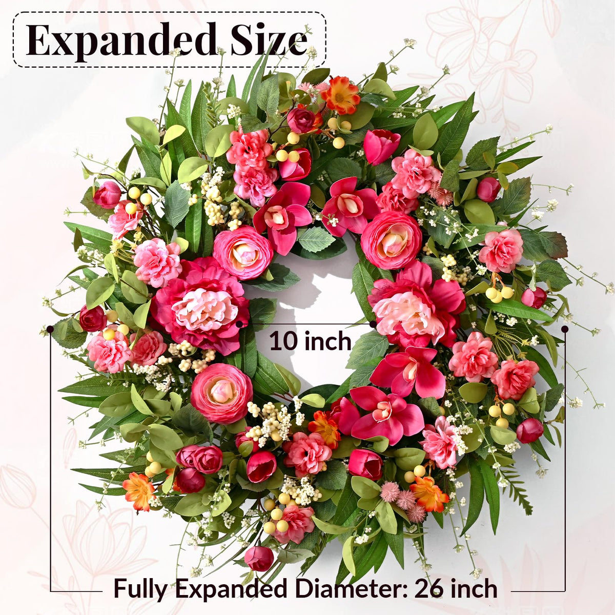 Waipfaru wreath blends peonies and magnolias for lush spring color.