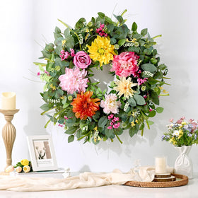 Waipfaru spring wreath on a porch setup enhancing outdoor decor