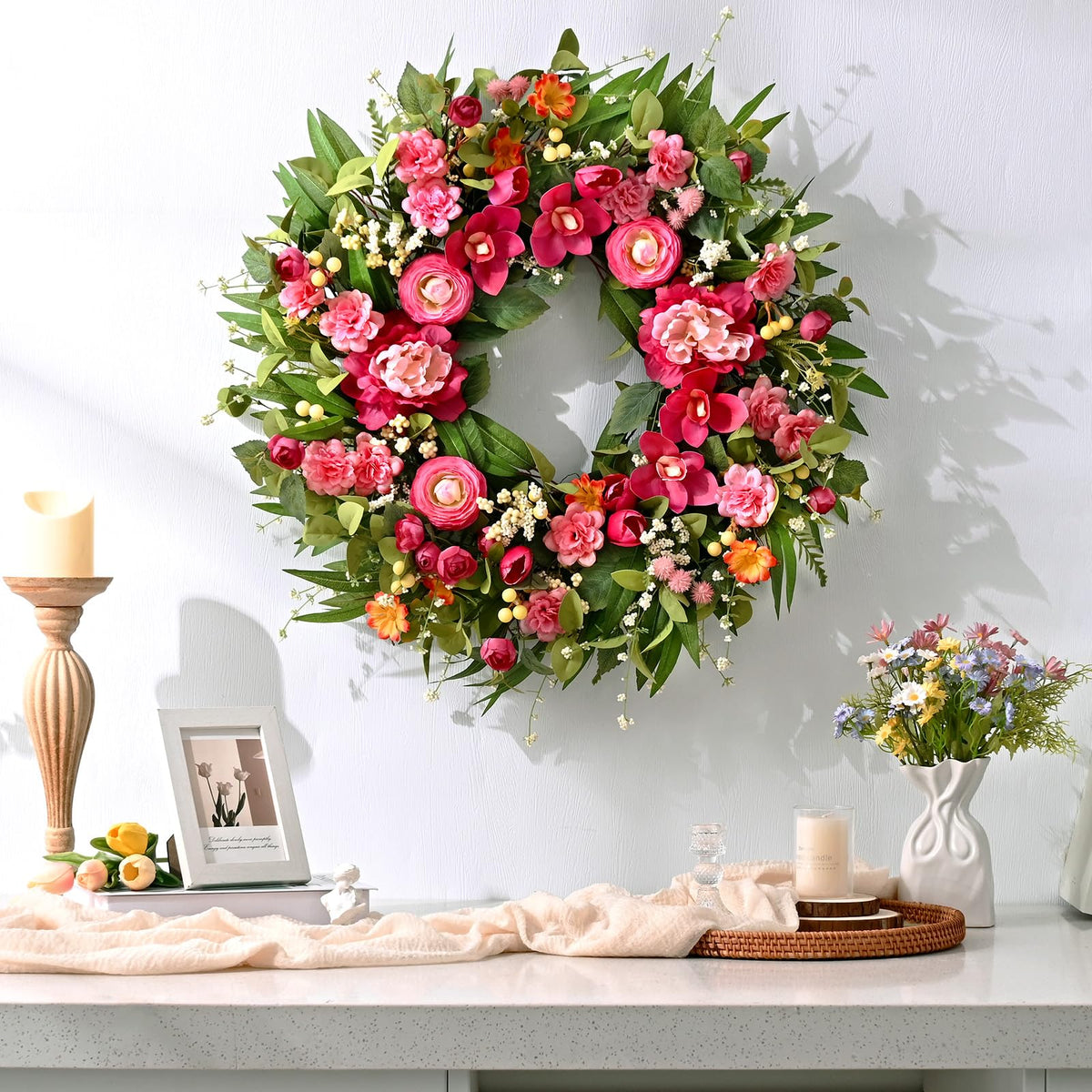 Waipfaru wedding or event uses this wreath as a festive focal point.
