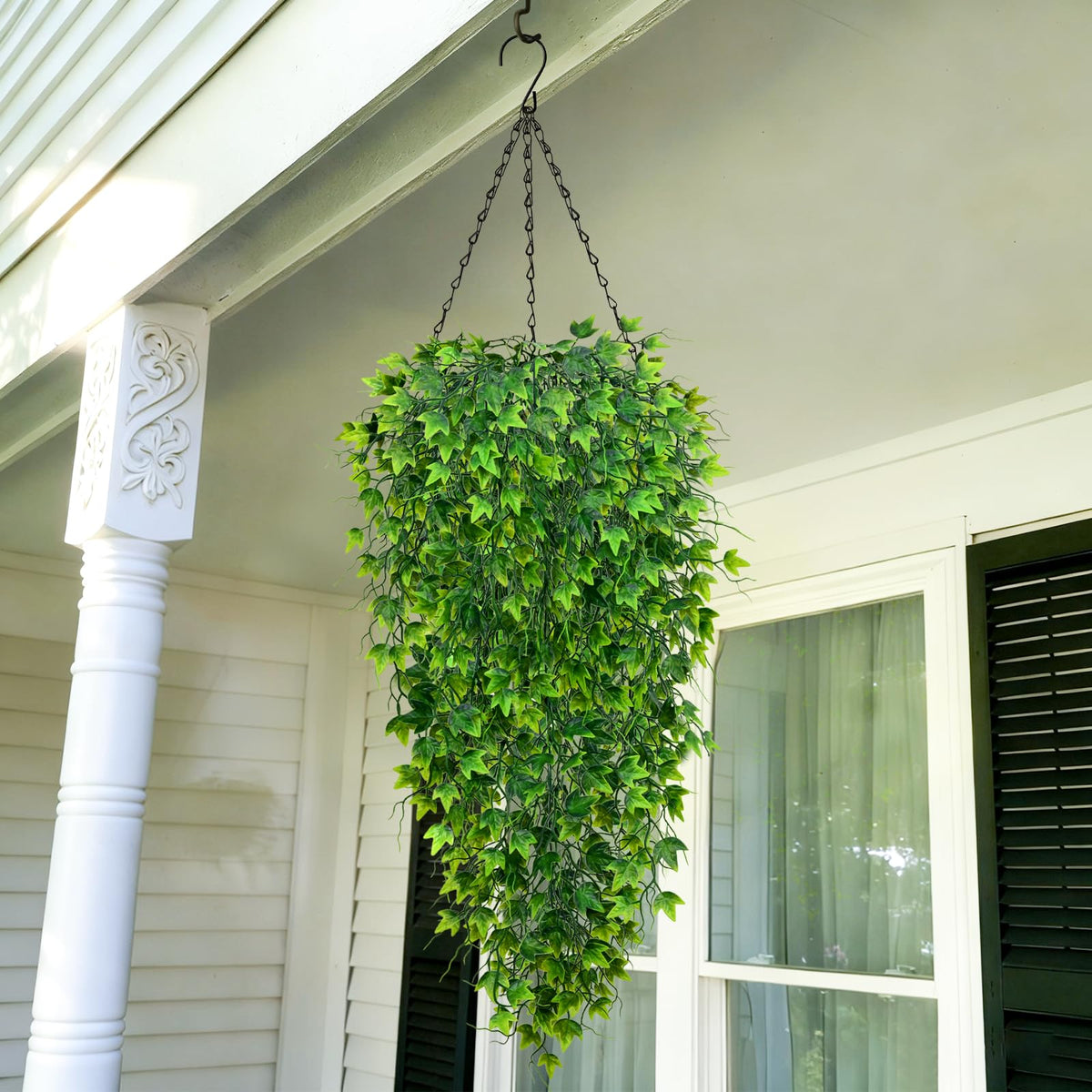 Waipfaru waterproof artificial hanging plants enhancing exterior decor with low maintenance.