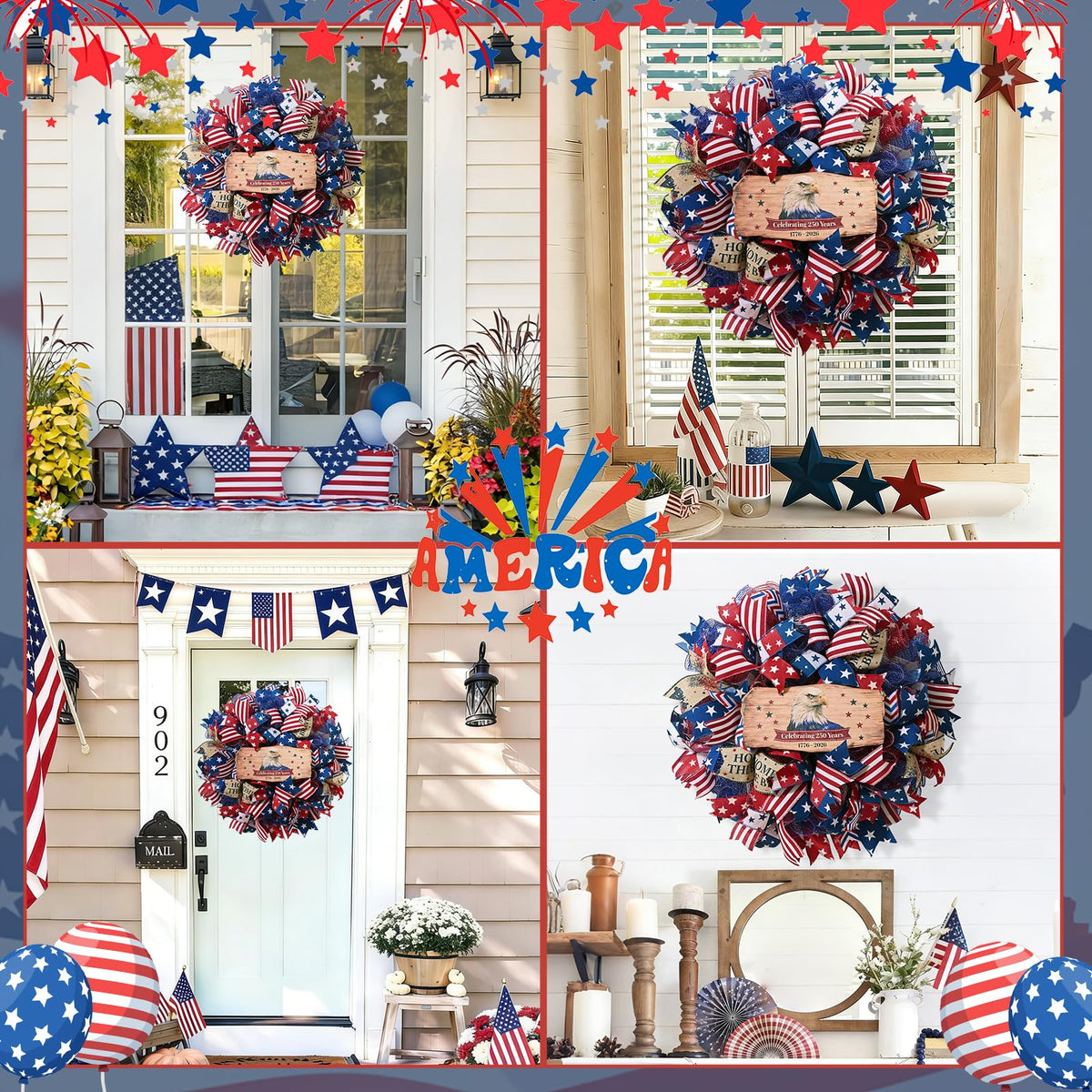 Sturdy Waipfaru wooden eagle center sign adds a focal point to patriotic decor.