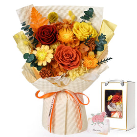 Waipfaru yellow preserved flowers bouquet showcases lasting color for home decor.