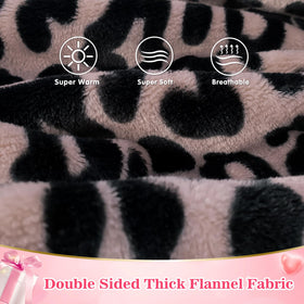 Waitu leopard wearable blanket hoodie hood closeup reveals soft plush lining for warmth