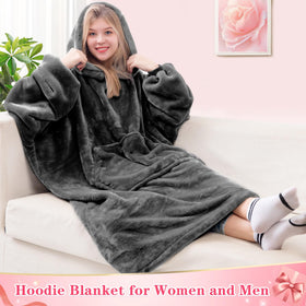 Waitu plush fabric hoodie blanket with soft touch and comfort