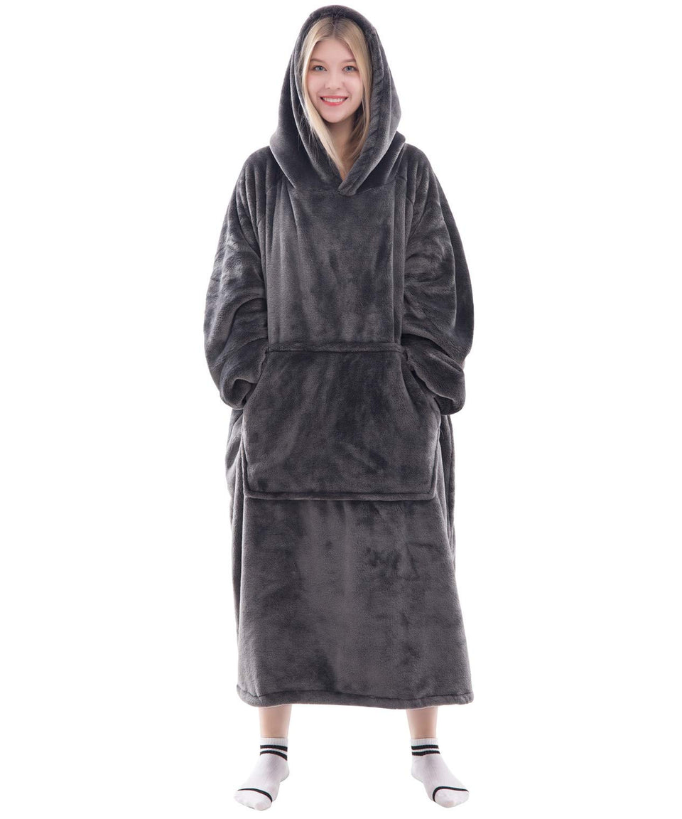Waitu wearable blanket hoodie in dark gray for cozy at-home warmth