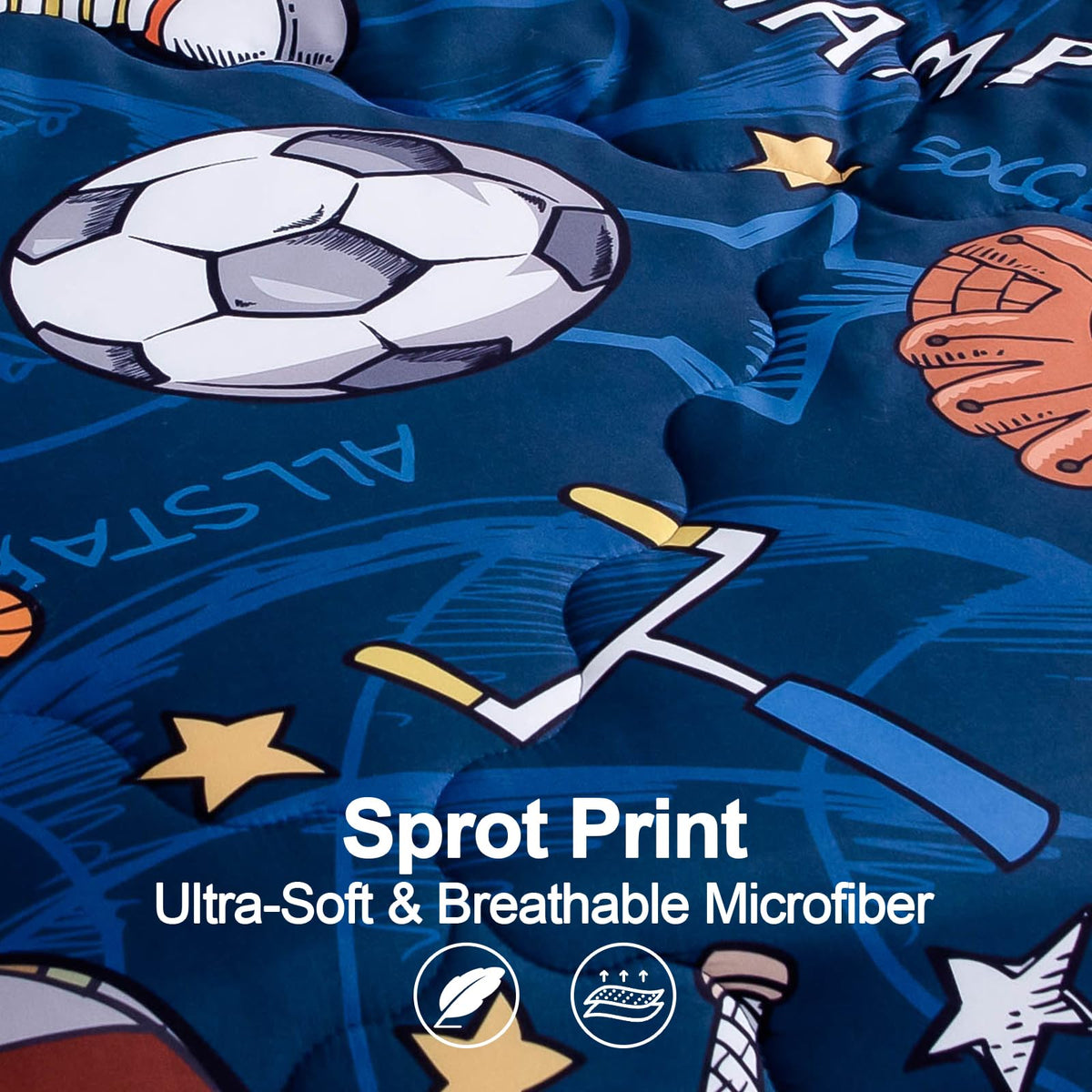 Wajade 3D baseball design on comforter adds energetic bed aesthetics for children.