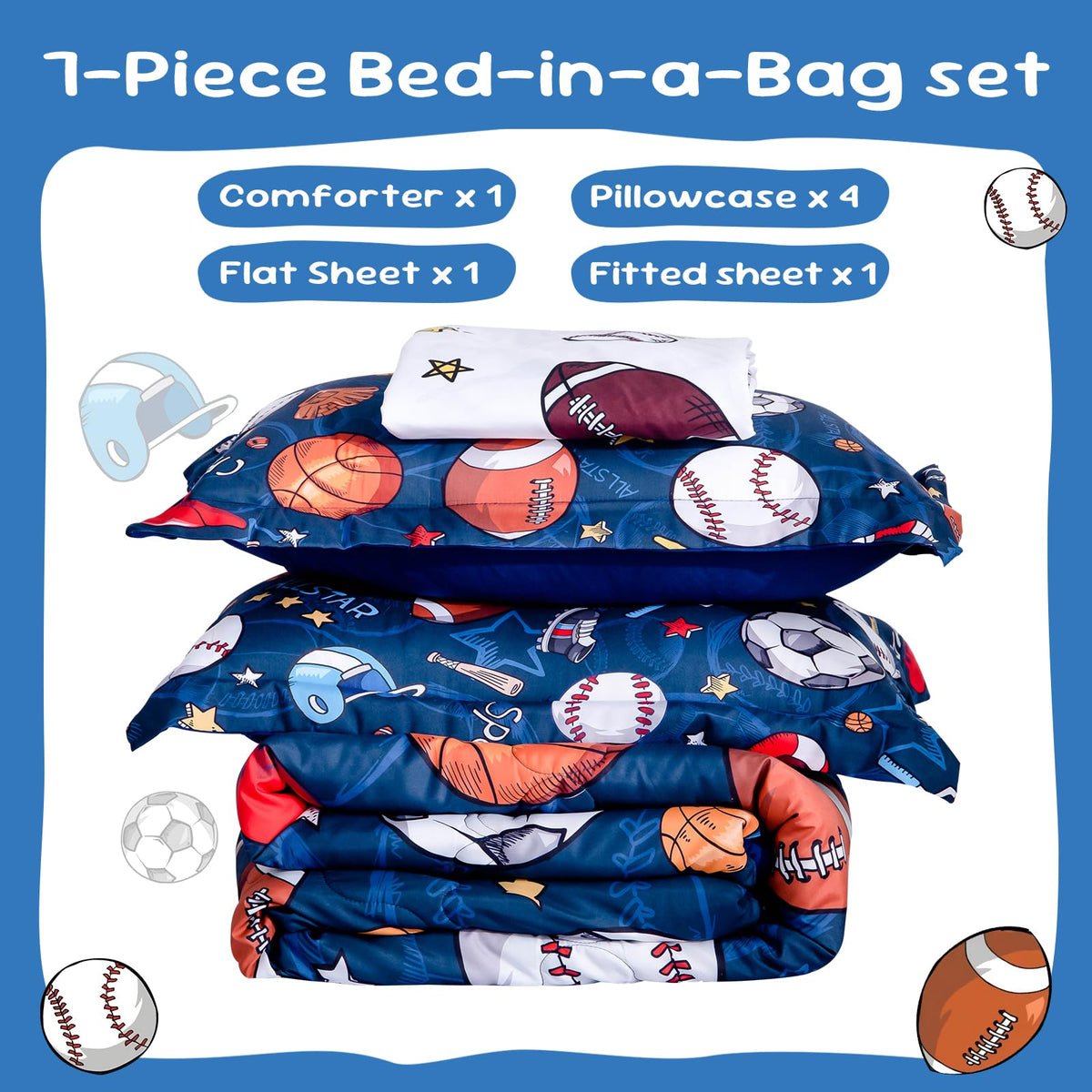 Wajade 3D football design enhances sporty vibe at bedtime.