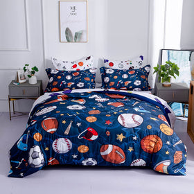 Wajade queen-fitting sheet shown with the sports comforter set for ease.