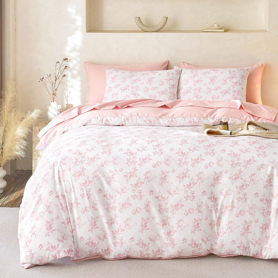 Wake In Cloud cottagecore comforter set on bed adds cozy dorm décor.