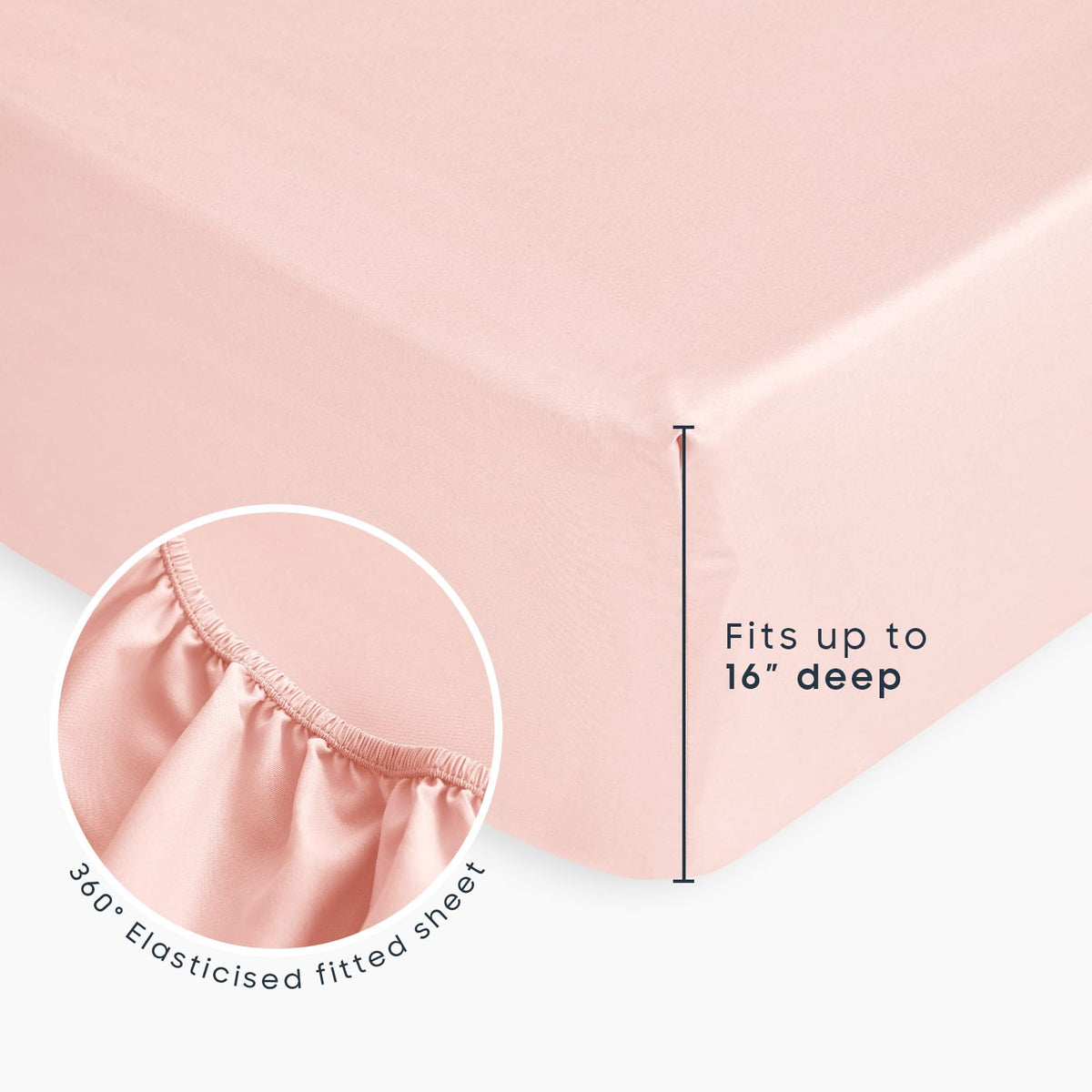 Wake In Cloud fitted sheet with 16 depth pocket ensures secure mattress fit.