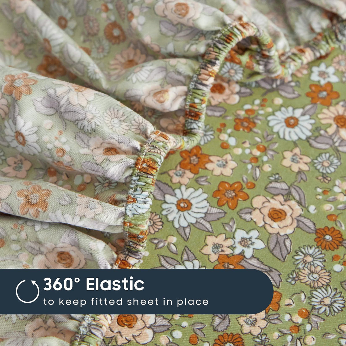 Wake In Cloud fitted sheet with full elasticized edges for snug stay