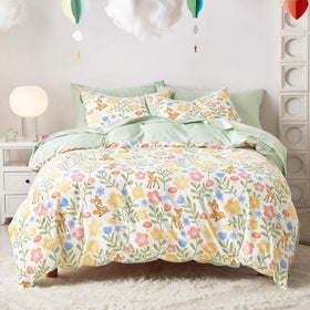Wake In Cloud floral pattern comforter adds playful color to a girl's room.