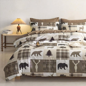 Wake In Cloud rustic comforter set with lodge patchwork for cozy cabin ambiance.