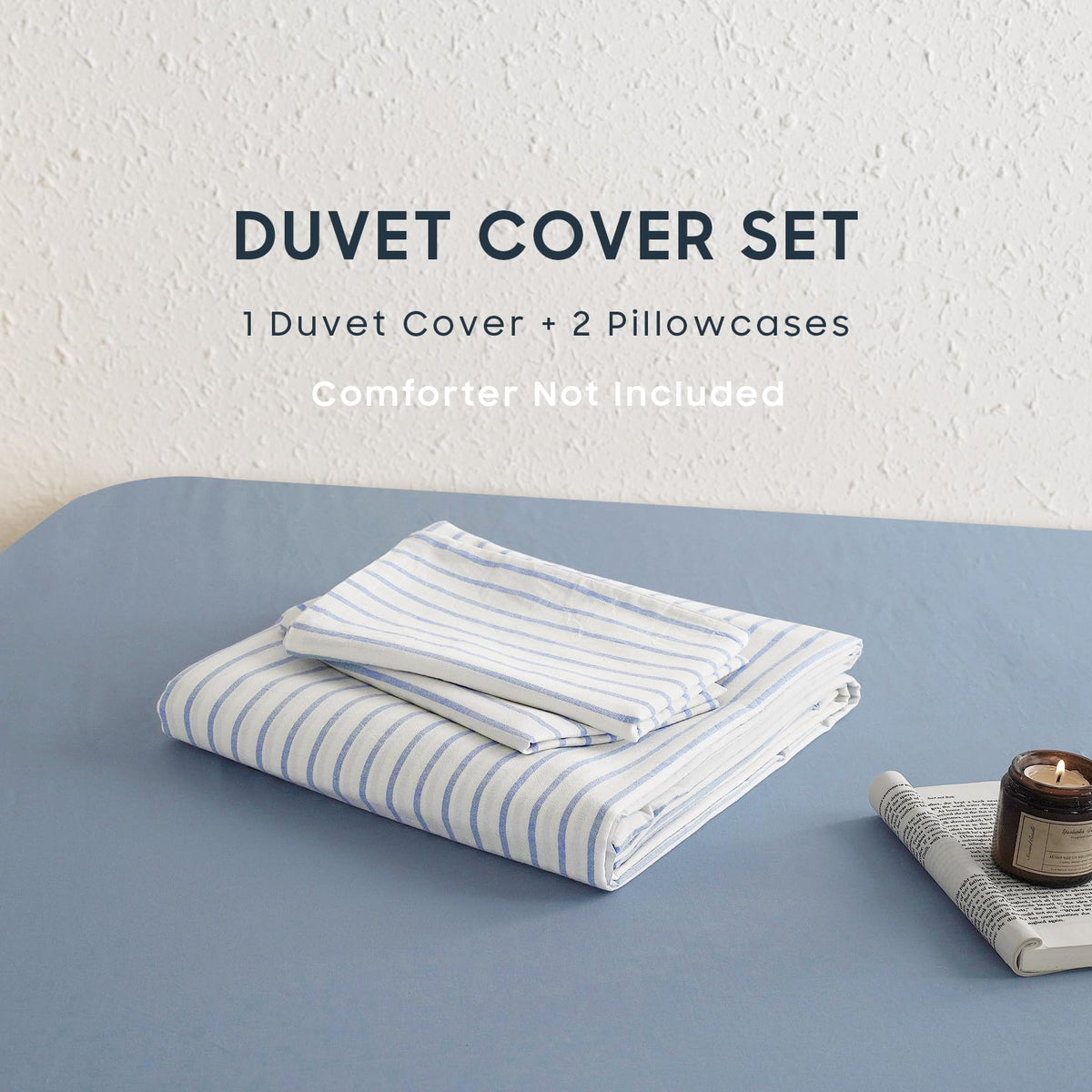 Texture of 100% washed cotton in Wake In Cloud bedding close-up for durability and softness.