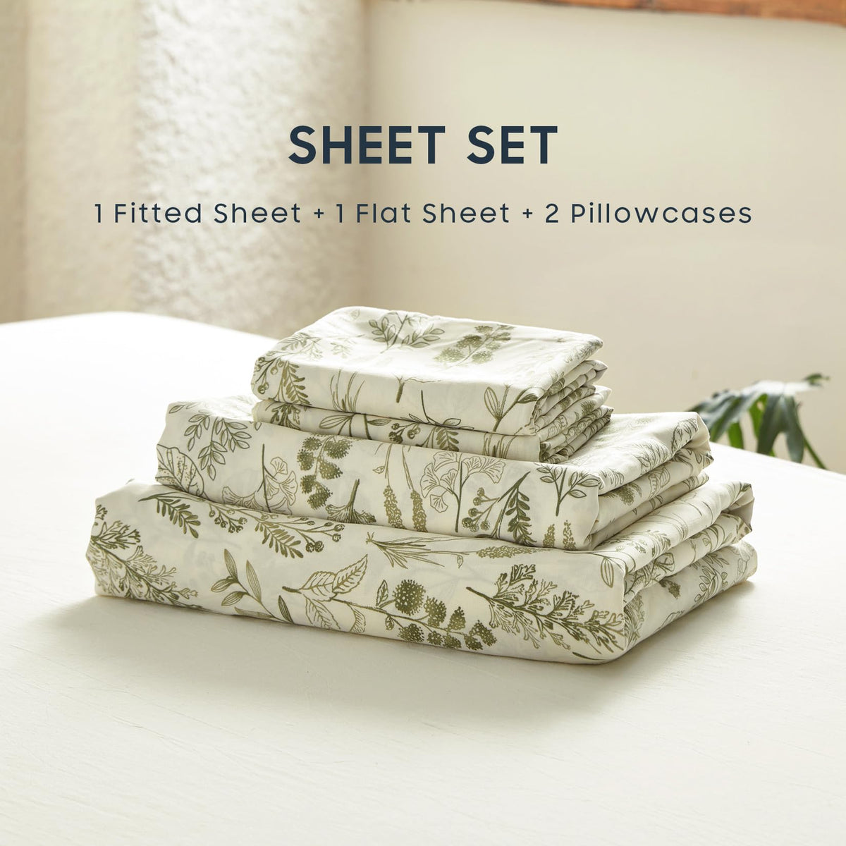 Wake In Cloud olive green bedding showcases a floral pattern for romantic bedroom styling