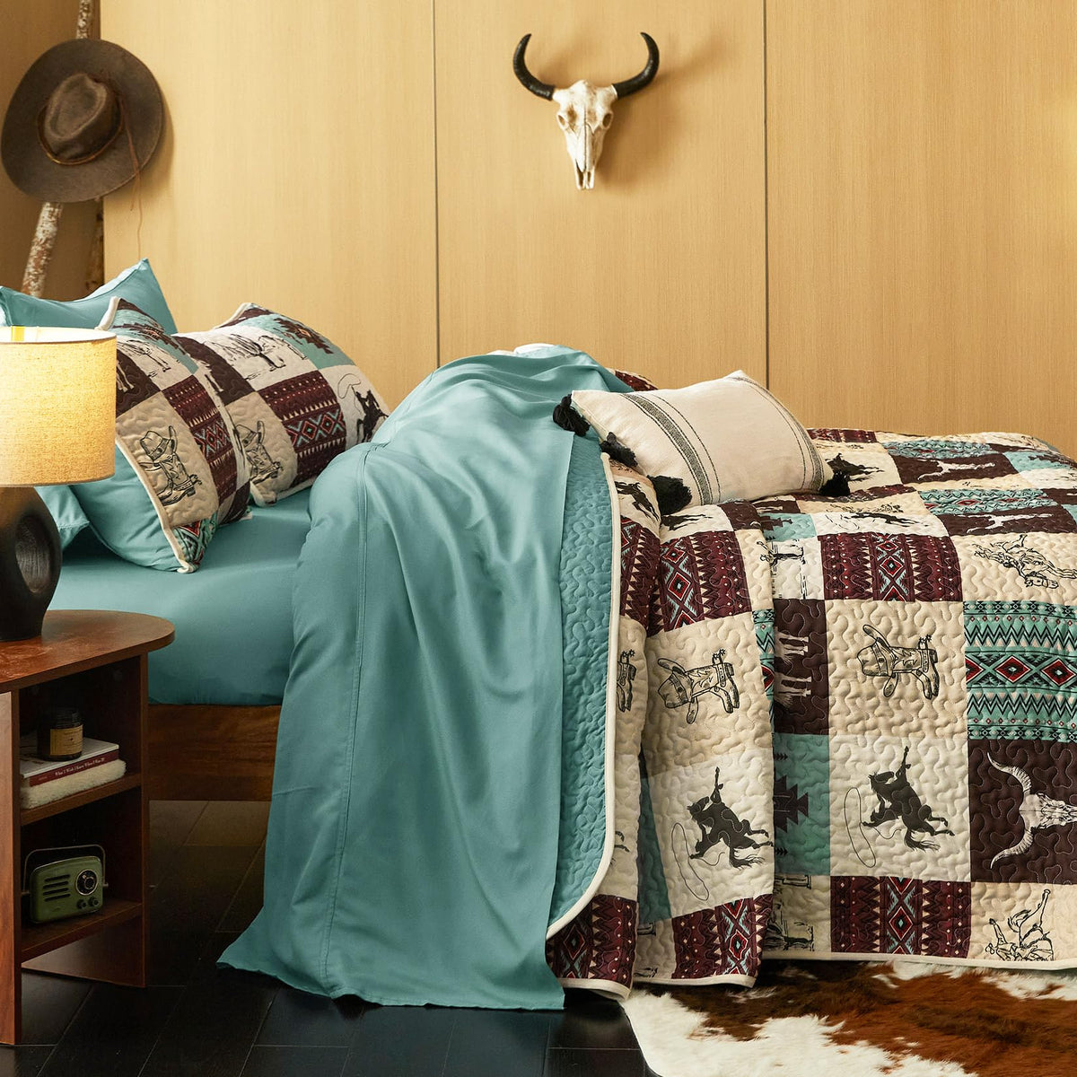 Wake In Cloud 3-piece quilt set includes quilt and two shams for complete bedding.