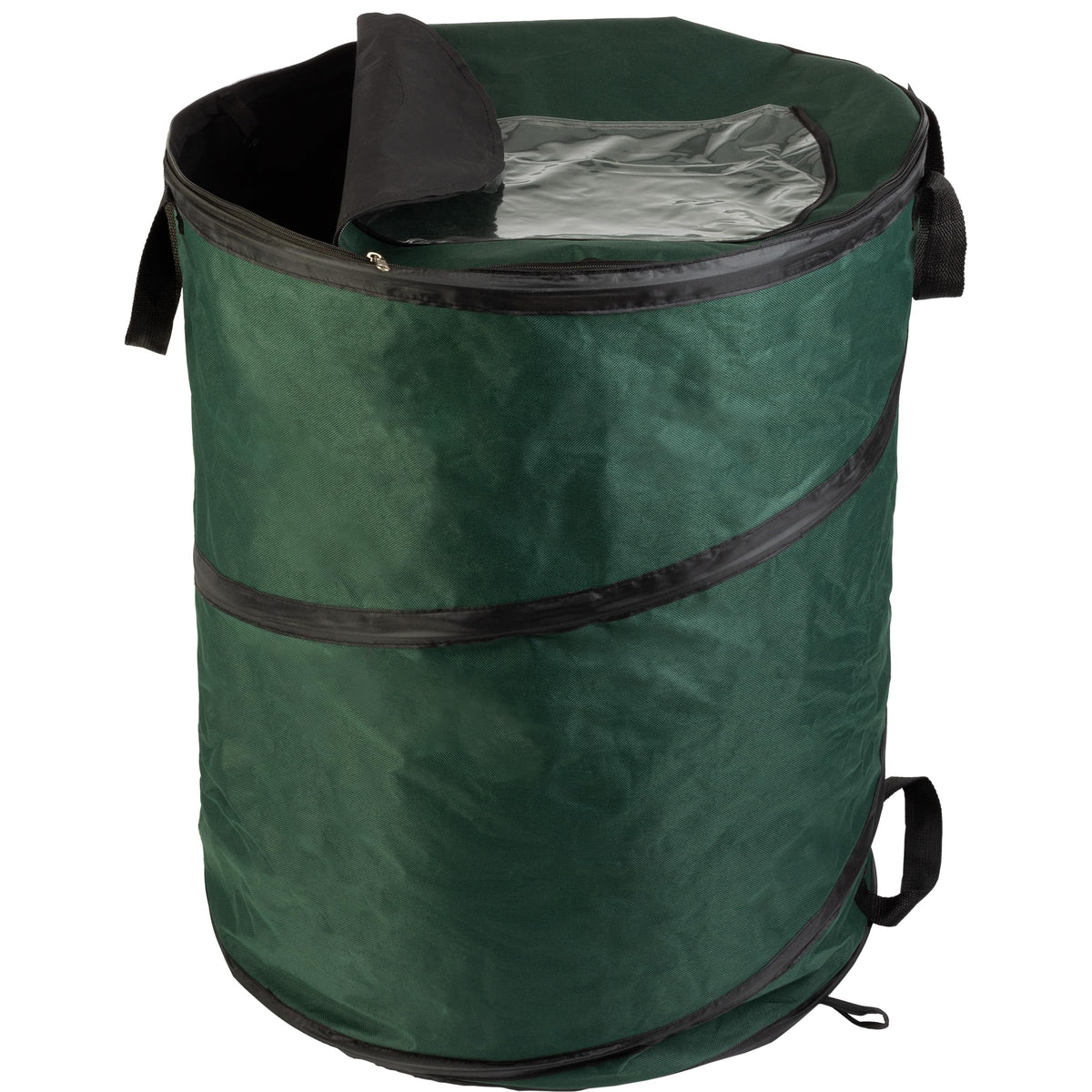 Wakeman Outdoors 46-gallon collapsible trash can ready for outdoor use and storage