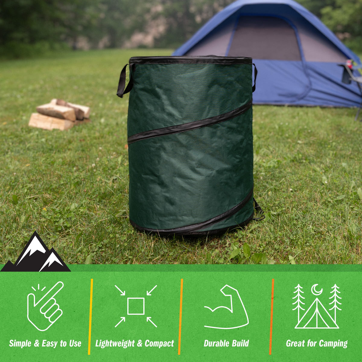 Wakeman Outdoors zippered lid keeps waste secure during outdoor use