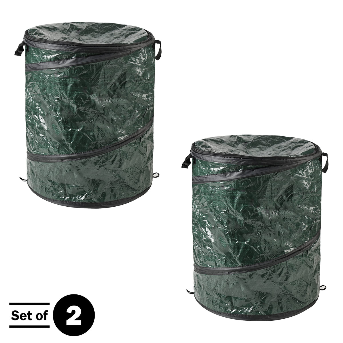 Wakeman trash cans collapsed to 2.5 inches for compact storage