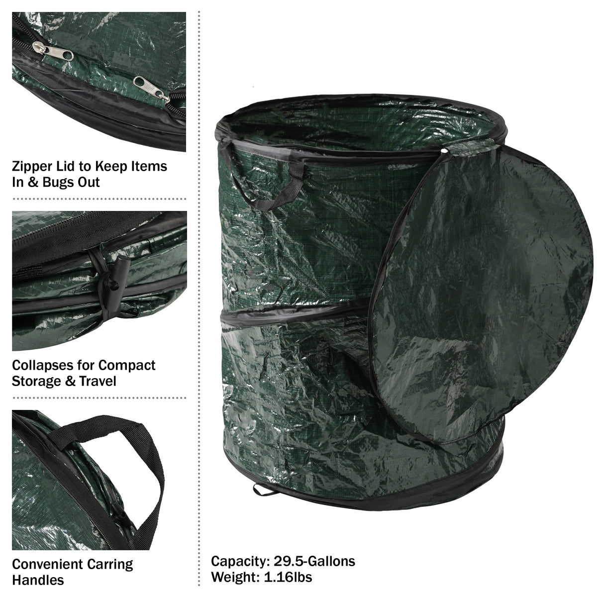 Wakeman trash cans with grab handles for easy transport