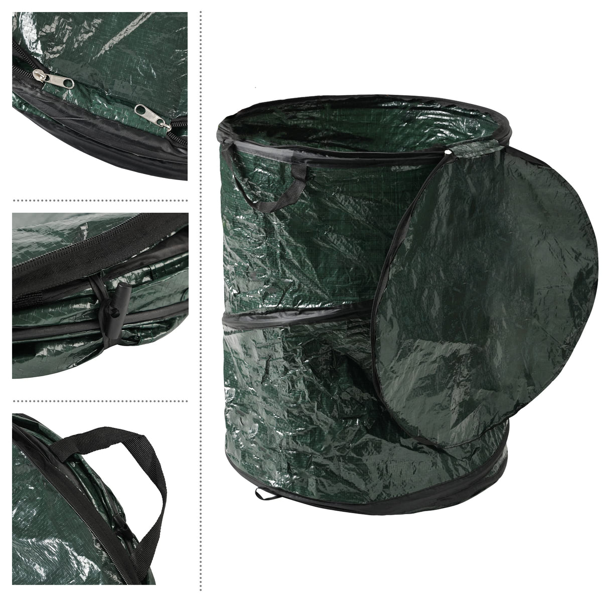 Wakeman trash cans with zippered lid secure for outdoor use