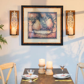 Walasis 3D embossed floral pattern sconce with distressed brown frame