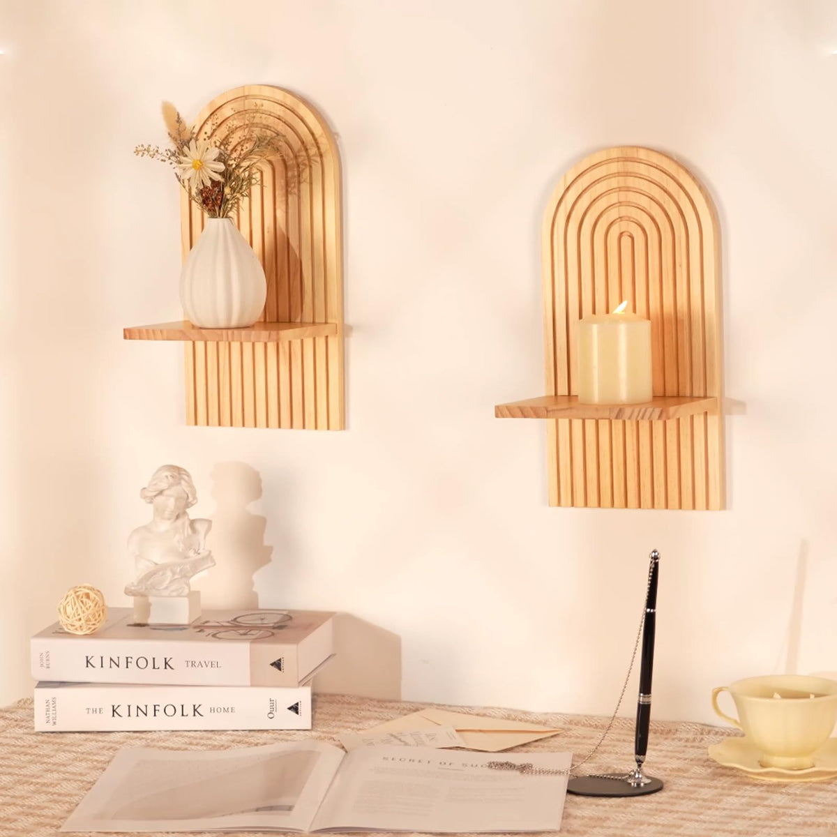 Walasis wall art candle display suitable for bathrooms or bedrooms.