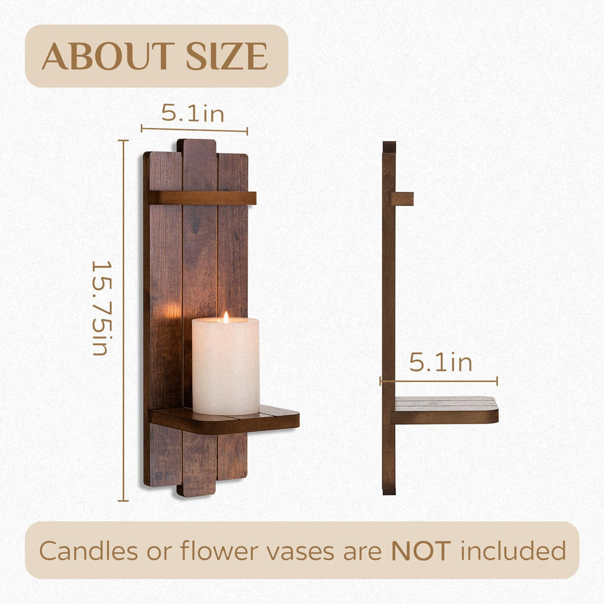 Walasis bedroom or living room wall decor with candle holder and shelf.