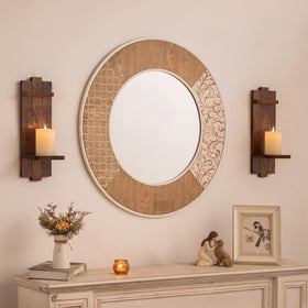 Walasis two-piece candle-shelf wall decor blends display space with light.