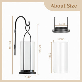 Walasis detachable glass hurricane shields flame for outdoor or breezy spaces