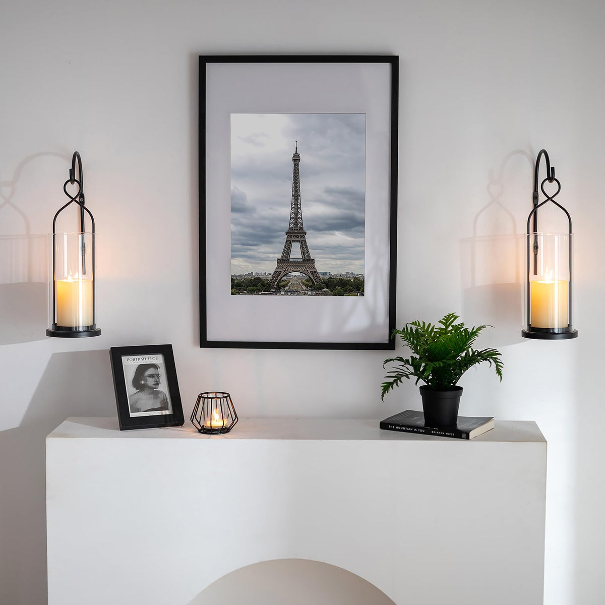 Walasis modern hurricane lantern mounted on wall for wind protection and style